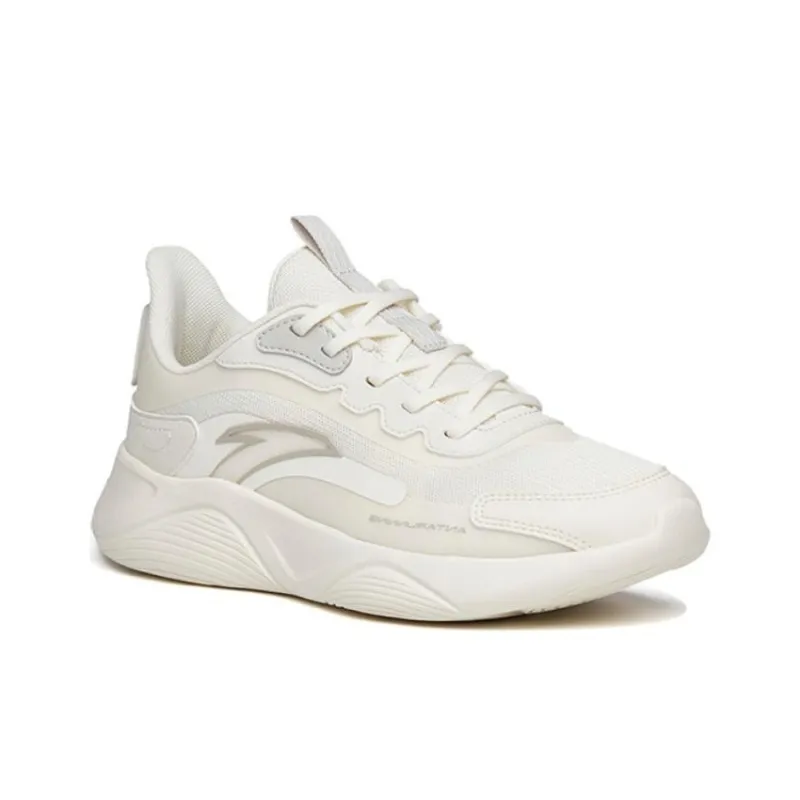 Anta Lingyun Cushioning Slip Resistant Abrasion Resistant Breathable Low Top Sprint Running Shoes Women's White Gray-3