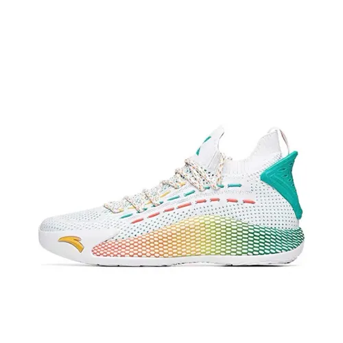 Anta KT5 Cushioning Anti Slip And Wear Resistant Mid Top Basketball Shoes White Red Green