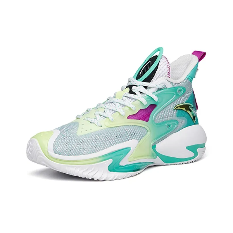 Anta Berserk 3 Abrasion Resistant Breathable Mid Top A Flashedge Basketball Shoes Men's White Green-2
