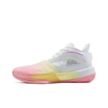 PEAK State Extremely Large Triangle 1.0 Basketball Shoes Women's Low Top White Yellow Pink
