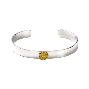 GOD SUNS Pure Silver With Gold Rose Silver Bangle Unisex