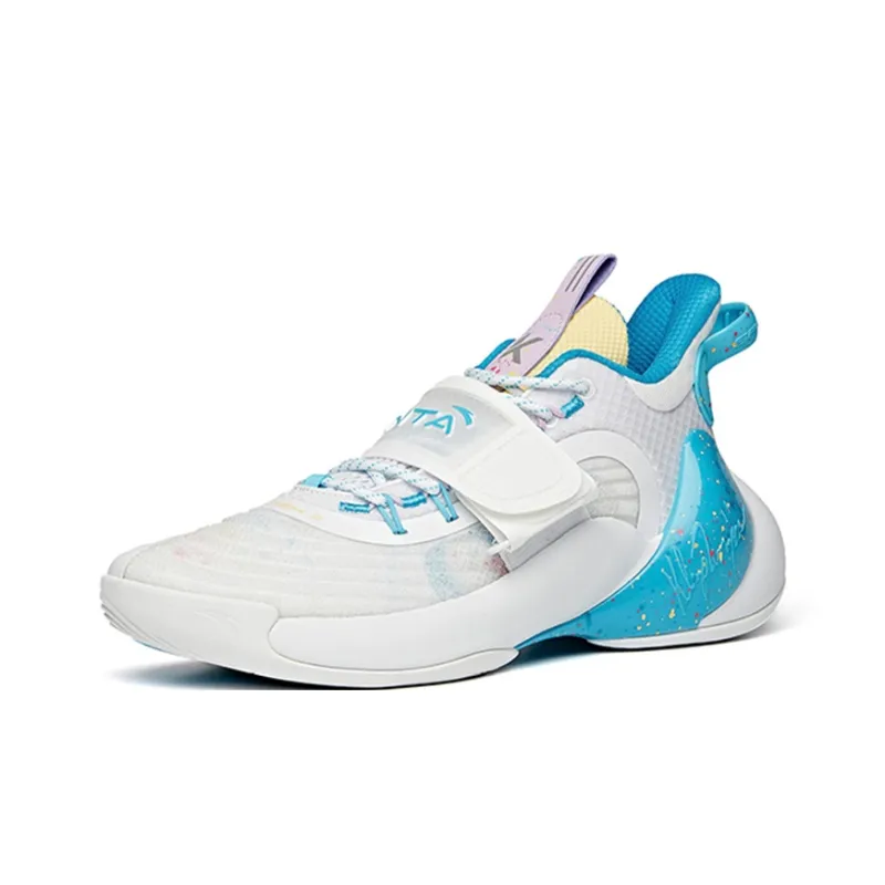 Anta Water Flower 3 Anti-Slip Wear-Resistant Low-Top Basketball Shoes White Blue-2