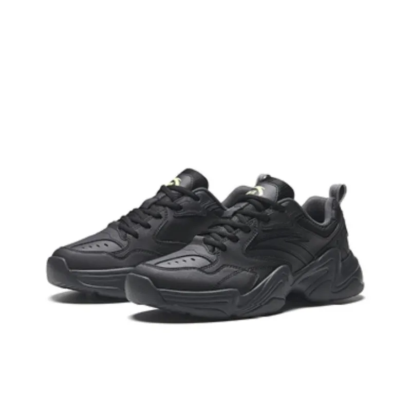 Anta Little Walker Abrasion Resistant Low Top Chunky Sneakers Men's Black-1