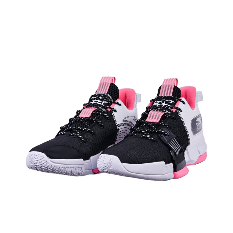 Anta Craze 2 Anti Slip Wear Resistant Mid Top Performance Basketball Shoes Men's Black Pink White-2
