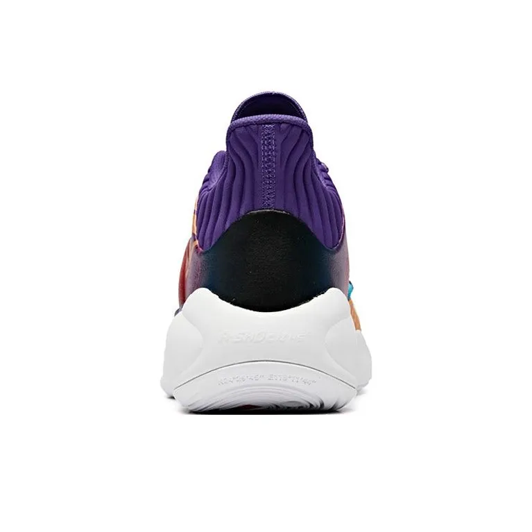 Anta Anti-Slip And Wear-Resistant Cushioning Coverage Mid-Top Performance Basketball Shoes Men's Purple Orange-4