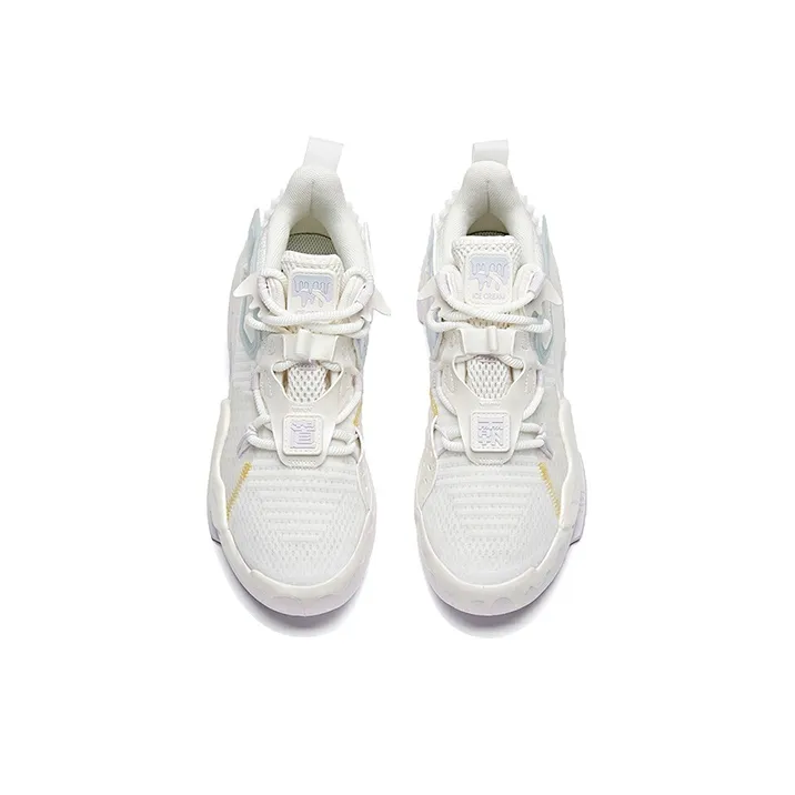 Anta Bastard Cushioning Anti-Slip Wear-Resistant Breathability Low-Top Casual Shoes Women's White Purple Blue-2