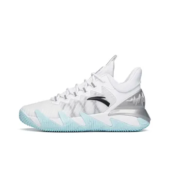 Anta Reverse Blade Cushioning Anti Slip And Wear Resistant Low Top Basketball Shoes White Black Blue