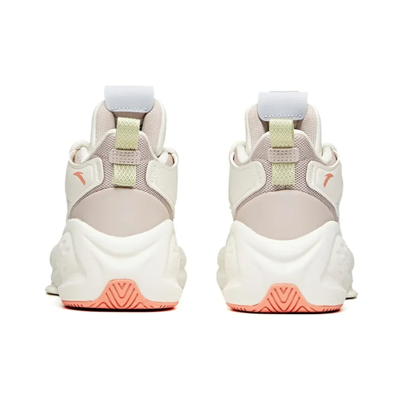 Anta Bastard Slip Resistant Cushioning Wear Resistant Mid Top Skateboard Shoes Women's Lotus Gray White-2