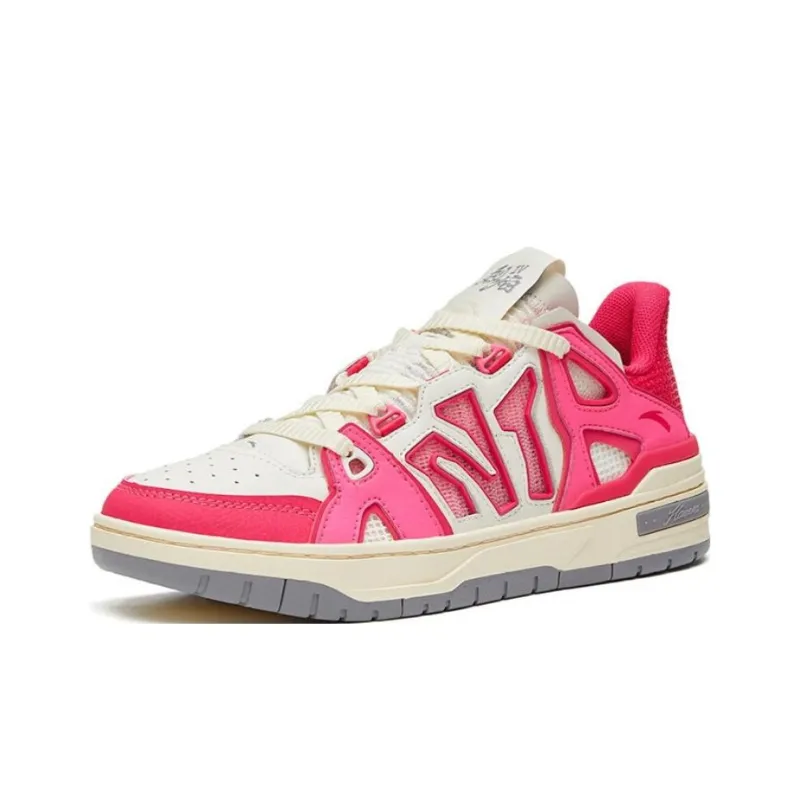Anta Flame 4.0 Anti Slip Wear Resistant Low Top Skateboard Shoes Women's White Red-1