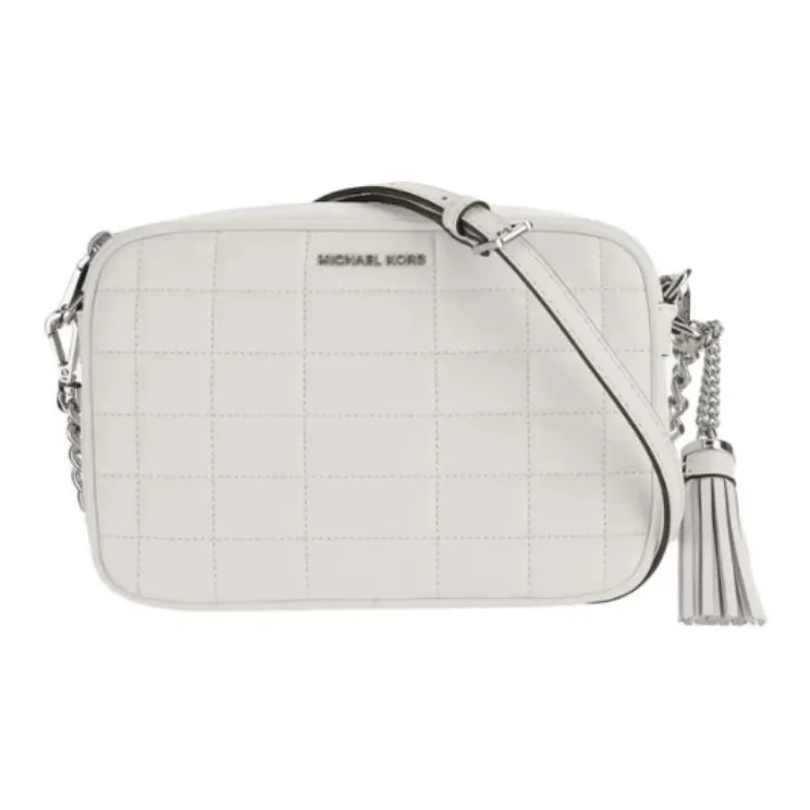 MICHAEL KORS Leather Camera Bag, Shoulder Bag, Crossbody Bag Women's Pure White-0