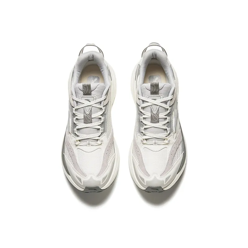 Anta AT957 Cushioned Slip Resistant Abrasion Resistant Low Top Casual Running Shoes Men's White Gray Silver-2