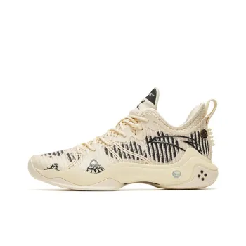 Anta Frenzy 4 Pro Cushioning Anti Slip And Wear Resistant Low Top Basketball Shoes Beige Yellow Fossil Color Scheme