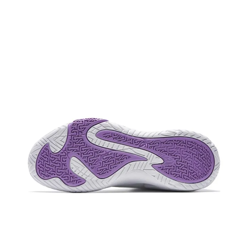 Anta Airspace 4 Anti Slip Wear Resistant Low Top Basketball Shoes Men's White Purple-4