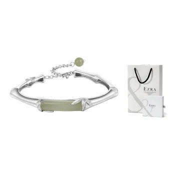 EZRA Hetian Jade Hetian Jade Bangles Unisex Pale Greenish White Jade