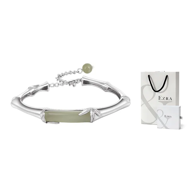 EZRA Hetian Jade Hetian Jade Bangles Unisex Pale Greenish White Jade-0