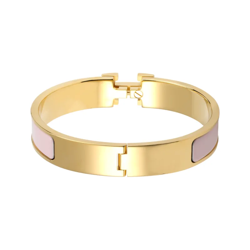 HERMES Gold Plated Bangles Women's Gold Pink - POIZON HERMES Gold Plated Bangles Women's Gold Pink - POIZON