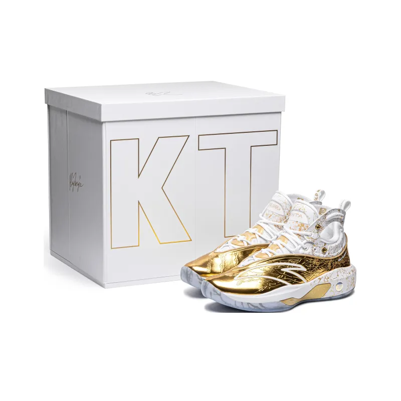 Anta KT8 Gold Blooded Cushioning Anti-Slip And Wear-Resistant High-Top Performance Basketball Shoes White Gold-1