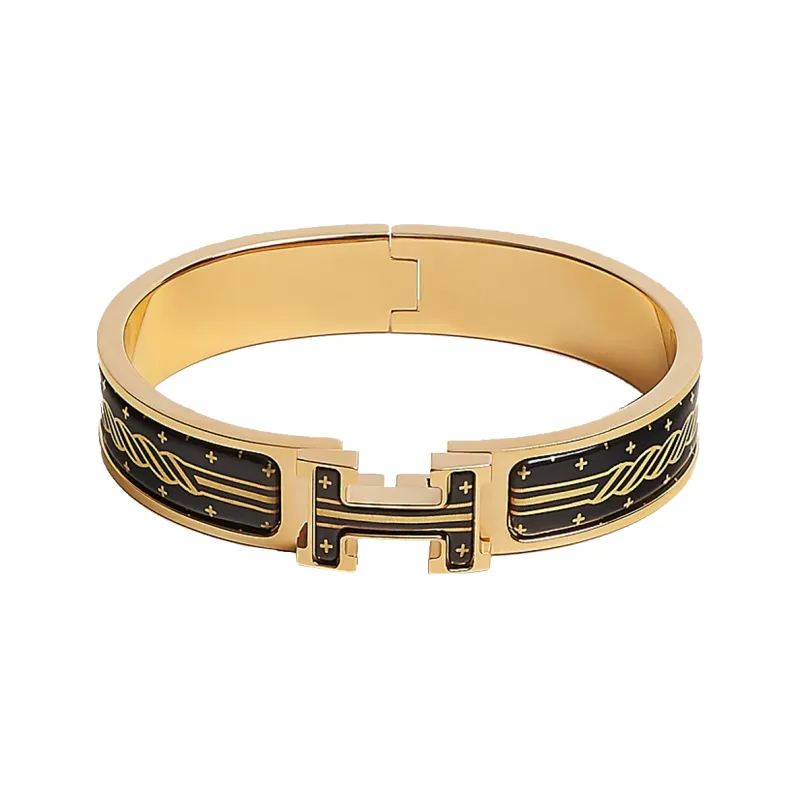 HERMES Clic H Gold Plated Bangles Women's-0