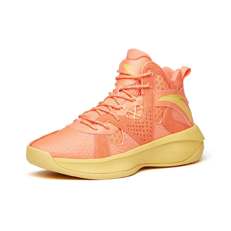 Anta Wind Tunnel 2 Cushioned Slip Resistant Abrasion Resistant Mid Top Basketball Shoes Men's Orange-1