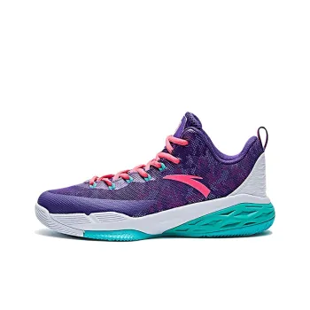 Anta Rhomboid Wear Resistant Slip Resistant Low Top Basketball Shoes Men's Purple