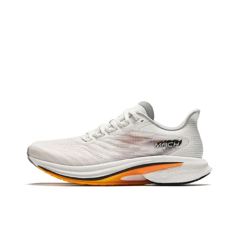 Anta MACH 4.0 Cushioning Wear Resistant Rebound Low Top Running Shoes Men's White Yellow Gray-0