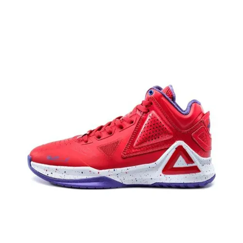 PEAK Tony Parker 1 Basketball Shoes Men Mid-Top Red/Purple