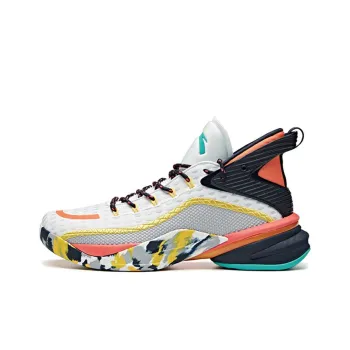 ANTA UFO2.0 Basketball Shoes Men Mid Top ANTA White/National Flag Yellow/Deep Blue Black