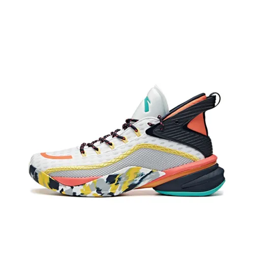 ANTA UFO2.0 Basketball Shoes Men Mid-Top ANTA White/National Flag Yellow/Dark Blue Black