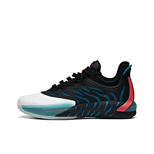 ANTA GH1 Basketball Shoes Men Low-Top Black/ANTA White/Fluorescent Aqua Green