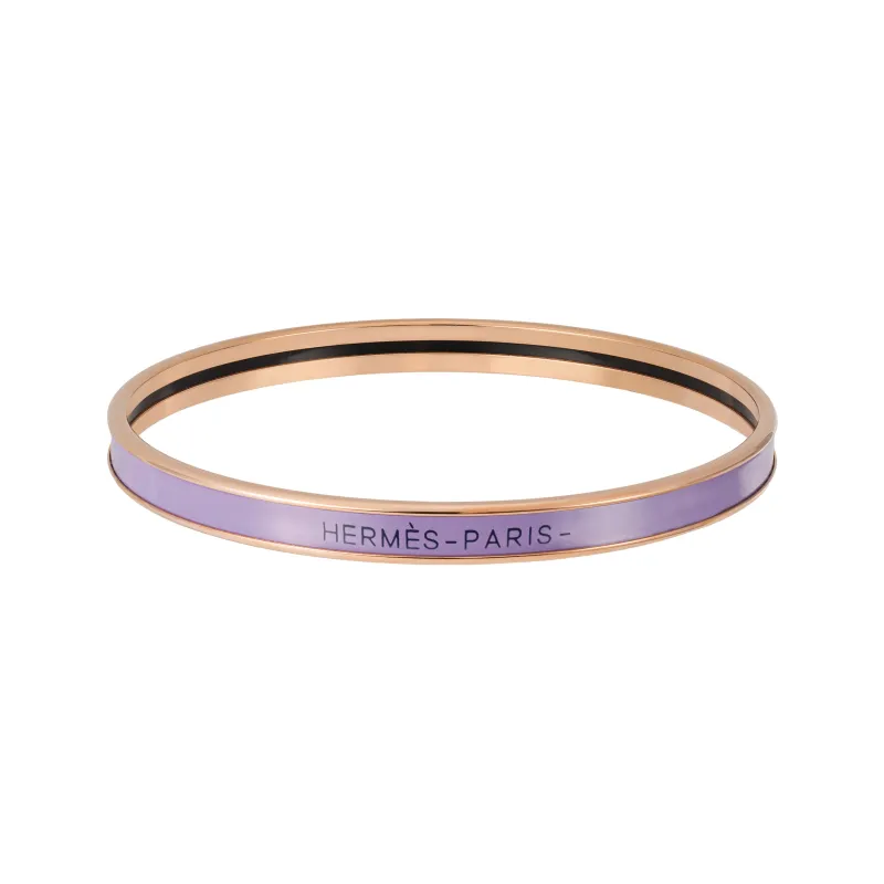 HERMES Enamel, Rose Gold Plated, Metal Parts Bangles Women's Purple-1