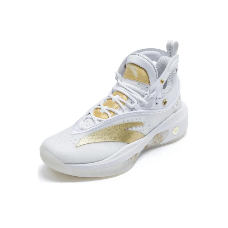 Anta KT8 KT 8 Cushioned Slip-Resistant Abrasion-Resistant High-Top Basketball Shoes White Gold-1
