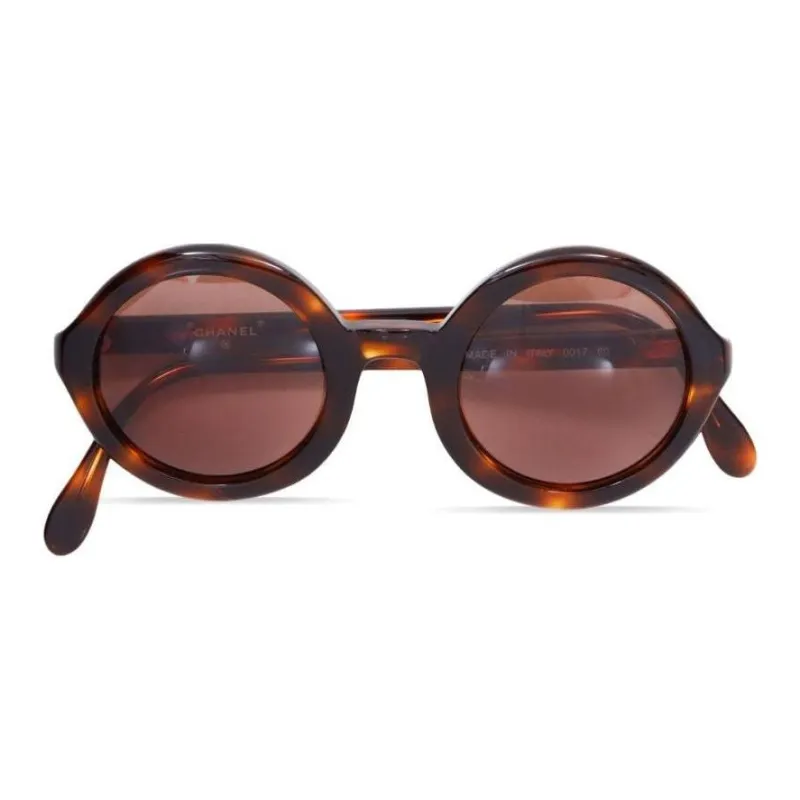 CHANEL 2000s Tortoiseshell-effect Round-frame Sunglasses-1