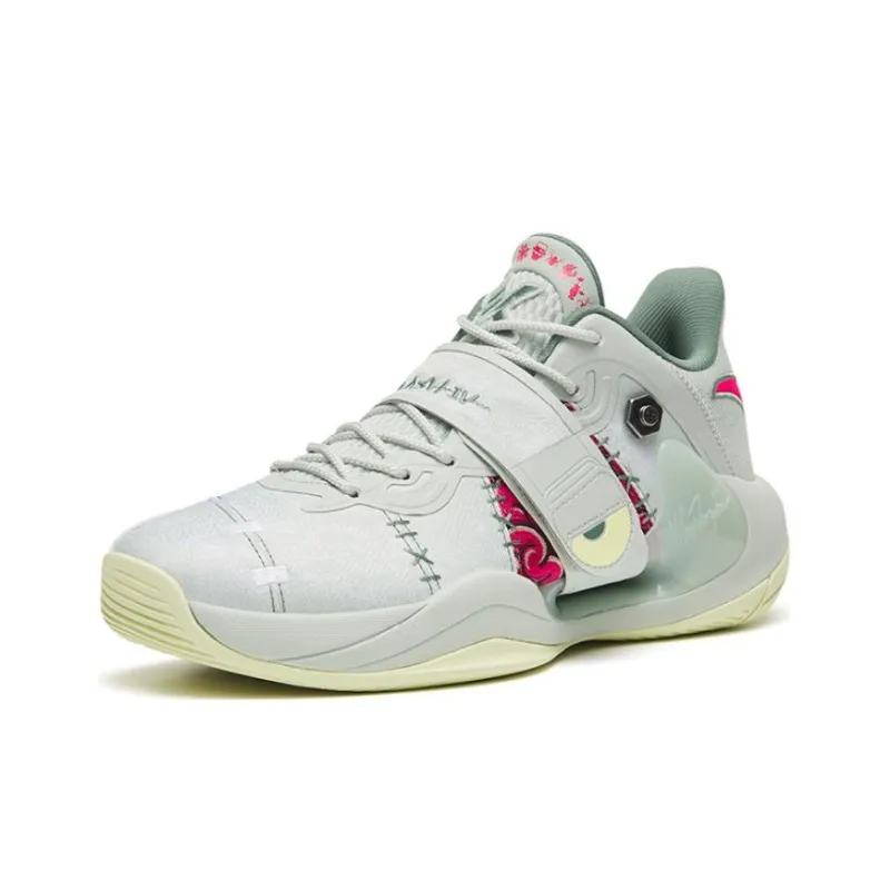 Anta Water Flower 4 Cushioned Slip-Resistant Low-Top Performance Basketball Shoes Turquoise Halloween-1