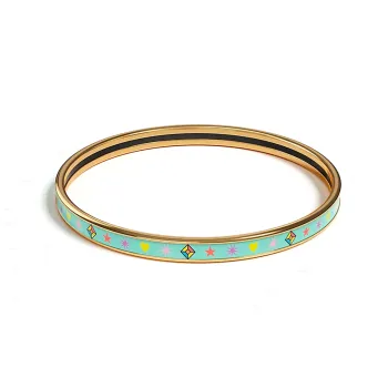 HERMES Enamel Gold plated Bangles Women's Gold/Green