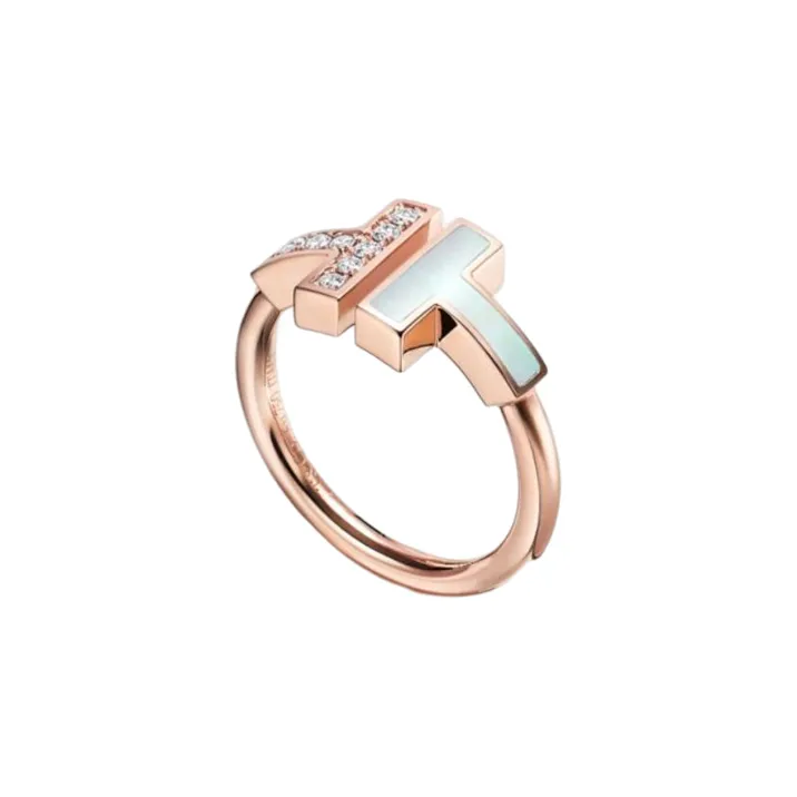 TIFFANY & CO. 2010s Pre owned 18kt Rose Gold T Wire Diamond Ring-3