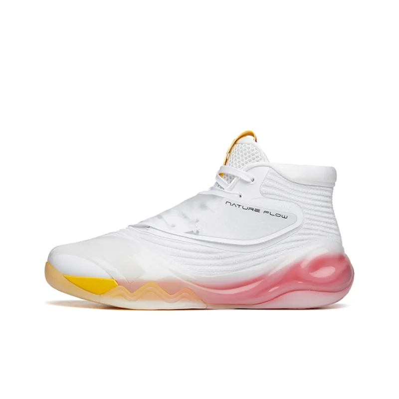 Anta KT6 Star Mark Anti-Slip Wear-Resistant High-Top Basketball Shoes Men's White Yellow Red-0