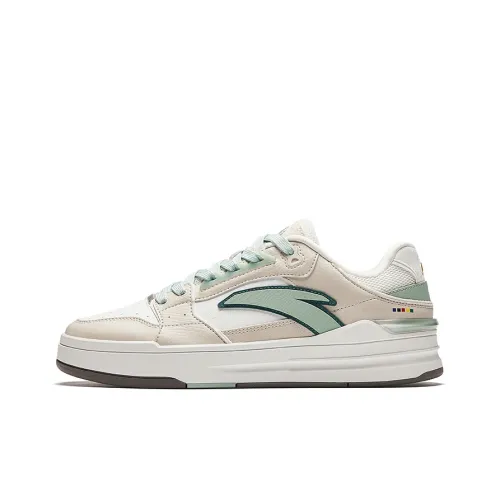 ANTA Street Naughty Skateboard Shoes Men Low-Top White/Chalk White/Papyrus White/Hydrogen Green