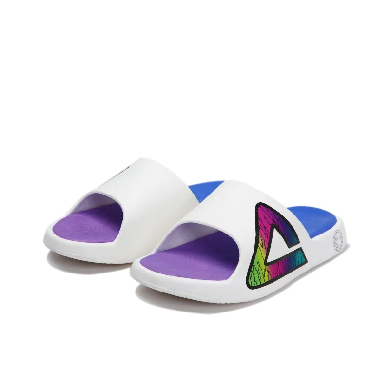 PEAK EVA Odor-Resistant Quick Dry Quiet Slide Slippers Men's White Black Purple-2