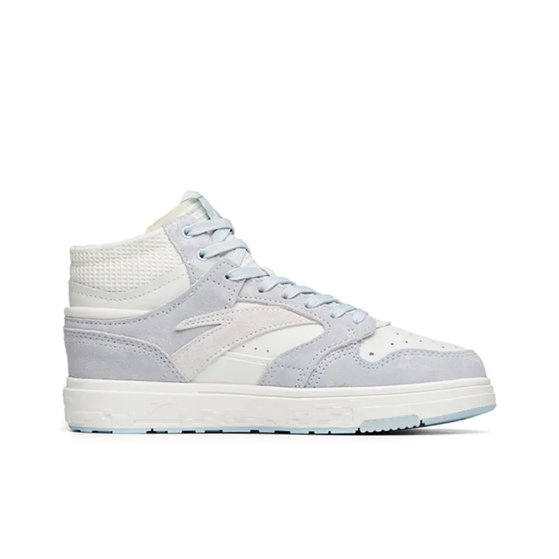 Anta Street Naughty Slip-Resistant Mid-Top Skateboard Shoes Women's White Blue-1