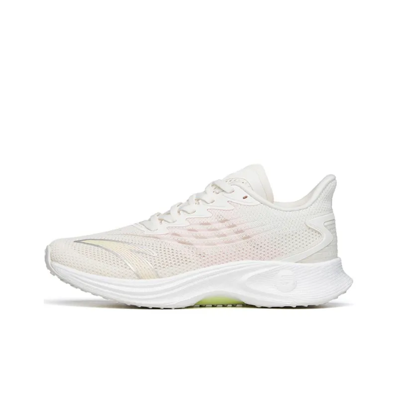 Anta MACH 2.0 Shock Absorbers Slip Resistant, Abrasion Resistant, Breathable Low Top Running Shoes Women's Ivory White-0