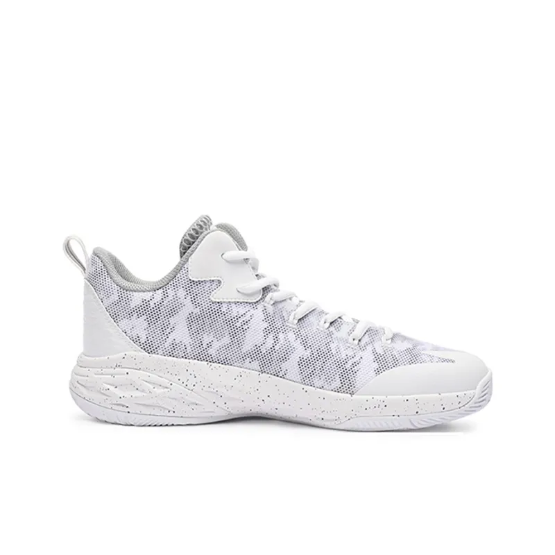 Anta Rhomboid Cushioning Anti-Slip Wear-Resistant Breathability Low-Top Performance Basketball Shoes Men's White Gray-1