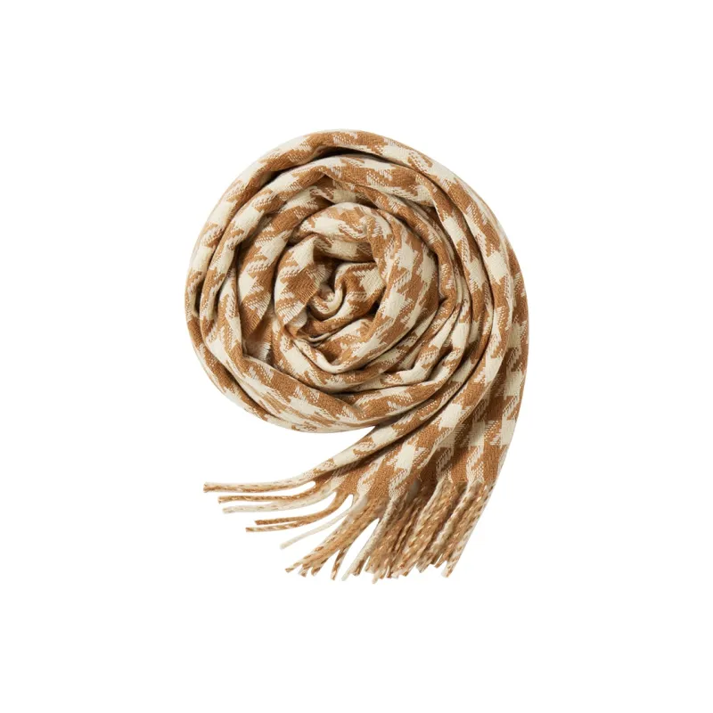 CAMEL Polyester Knit Scarves Unisex Light Khaki-2