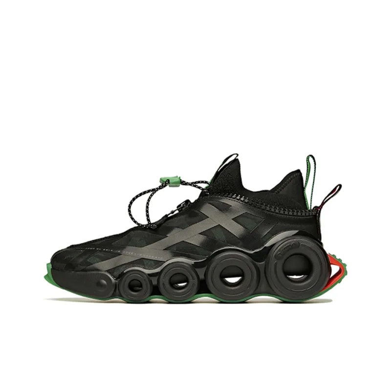 Anta Star Stream Cushioned Slip-Resistant Abrasion-Resistant Breathable Low-Top Running Shoes Men's Black Green-0