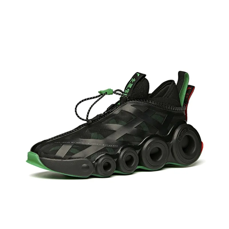 Anta Star Stream Cushioned Slip-Resistant Abrasion-Resistant Breathable Low-Top Running Shoes Men's Black Green-2