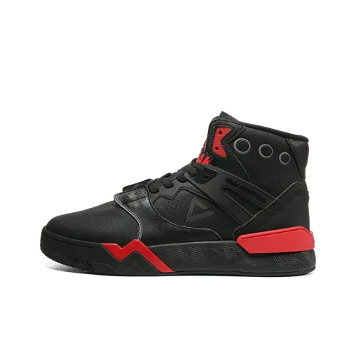 PEAK Taichi 910 Skateboard Shoes Men High-Top Black/Large Red