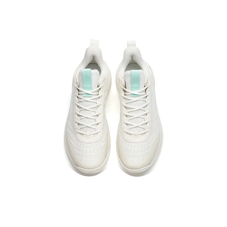 Anta Cement Bubble 2.0 Anti Slip Wear Resistant Low Top Basketball Shoes Men's White Green-2
