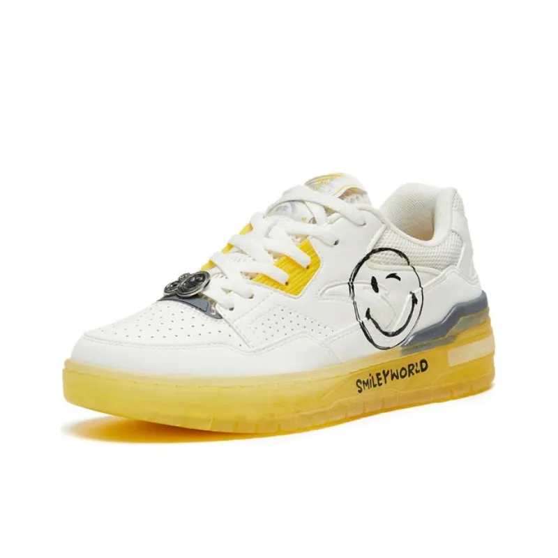 Anta Young Generation Anti Slip Wear Resistant Low Top Skateboard Shoes Women's White Yellow-1