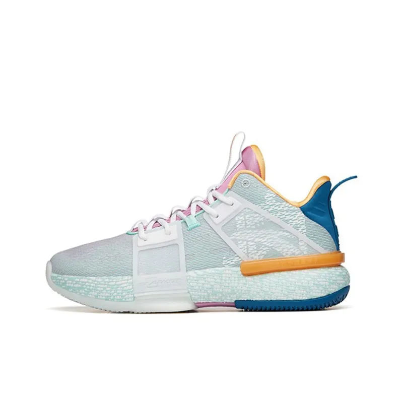 ANTA Impact 1 Basketball Shoes Men Mid Top Porcelain Green/Pink Purple-0