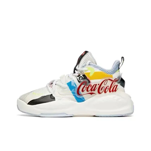 Anta Bastard Cushioning Anti Slip And Wear Resistant Mid Top Sports Casual Shoes Women's White Blue Yellow