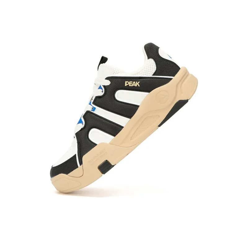 PEAK Tai Ji1.0 Anti Slip And Wear Resistant Height Increasing Low Top Skateboard Shoes Men's Black White-5
